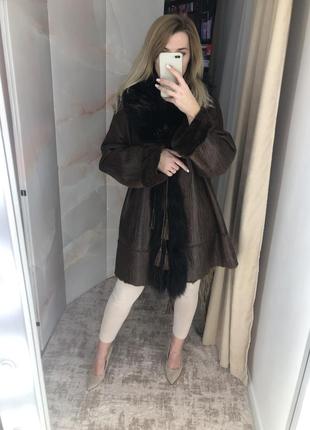 Дублянка великого розміру натуральна шкіра та хутро