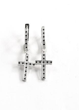 Серьги кресты с фианитами