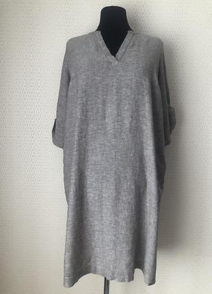 Новое (с этикеткой) свободное серое льняное платье от c&a, размер 50, укр 56-58-60