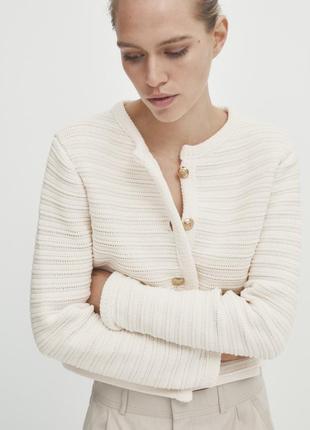 Вʼязаний бавовняний кардиган піджак жакет massimo dutti