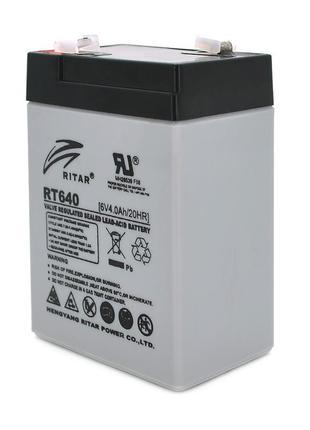 Аккумуляторная батарея agm ritar rt640, black case, 6v 4ah  ( 70х47х99 (107) ), 0.62 kg q20