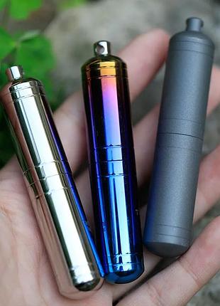 Титановая капсула - таблетница tiartisan titanium 80 мм. капсула-контейнер из титана silver.2 фото