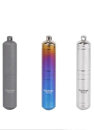 Титановая капсула - таблетница tiartisan titanium 80 мм. капсула-контейнер из титана silver.9 фото