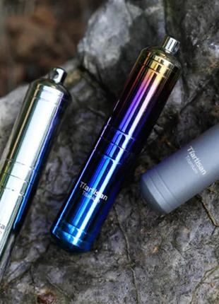 Титановая капсула - таблетница tiartisan titanium 80 мм. капсула-контейнер из титана silver.5 фото