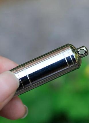 Титановая капсула - таблетница tiartisan titanium 80 мм. капсула-контейнер из титана silver.6 фото