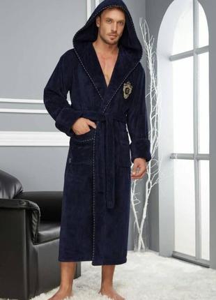 Халат чоловічий nusa бавовна/бамбук модель 2955 кольори: синій, xxxl