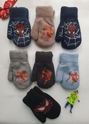 Рукавички дитячі подвійні на хутрі spider man різні кольори преміум якість4 фото