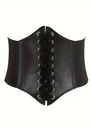 Кожаный корсет пояс на талию, декоративный корсет на липучке и шнуровке