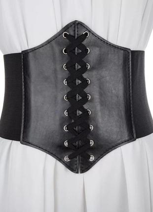 Кожаный корсет пояс на талию, декоративный корсет на липучке и шнуровке