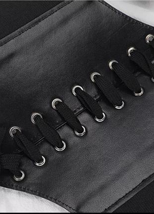 Кожаный корсет пояс на талию, декоративный корсет на липучке и шнуровке