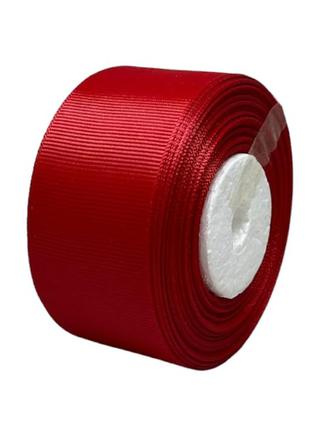 Репсовая лента 4 см, цвет-красный, метр, червоний