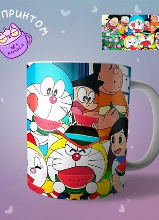 Аниме чашка кружка happy doraemon