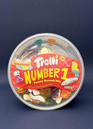 Желейные конфеты trolli number one funny gummi mix 1 кг