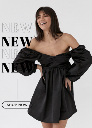 Атласное платье-мини с пышной юбкой