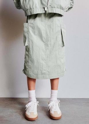 Спідниця міді з технічної тканини zara 13-14 років (158-164 см)