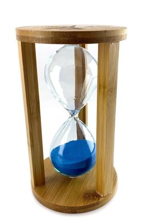 Годинник пісочний бамбуковий 60 хв синій пісок (19х11х11 см)