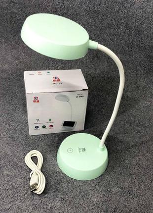 Настільна акумуляторна лампа ms-13, usb світильник, акумуляторна настільна лампа. колір: зелений7 фото