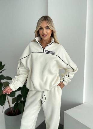 Женский теплый трендовый спортивный костюм флис полар турочница