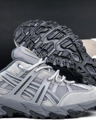 Asics gel-sonoma goretex кроссовки ботинки мужские низкие водонепроницаемые зимние осенние термо кожаные замшевые ассикс серые с черным