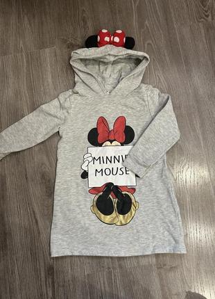 Теплое платье худи minnie mouse на девочку 2-3роки, 92-98