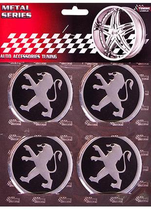 Наклейки на ковпаки "peugeot" чорні, діам. 90 мм (4 шт.) (d)