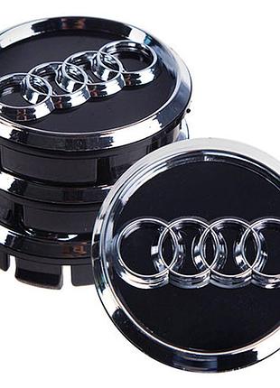 Заглушка колісного диска audi 60x55 чорний abs пластик (4 шт.) 46983