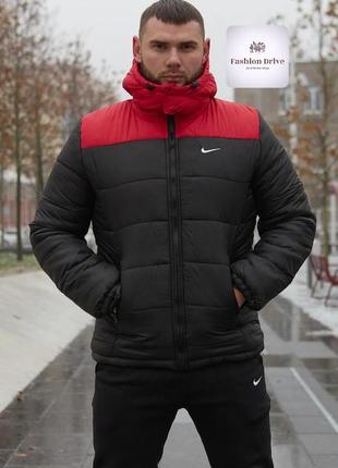 Куртка зимова чоловіча "frost" nike червоно-чорна
