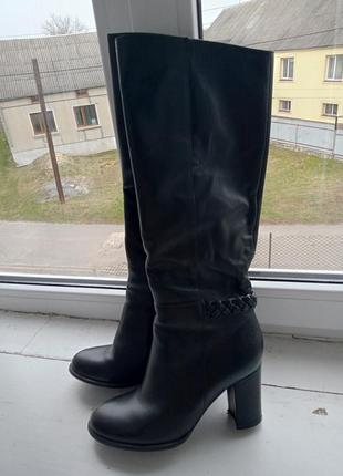 Кожаные сапоги зимние