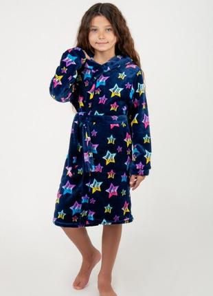 Халат теплий махровий халатик з капюшоном для дівчинки махра вельсофт