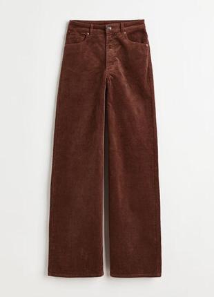 Вельветовые штаны wide leg на высокой посадке h&m