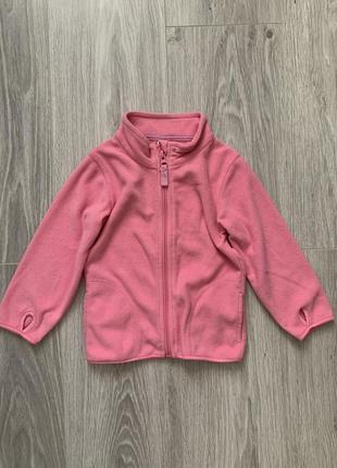 Розовая флисовая кофта на девочку 86 см