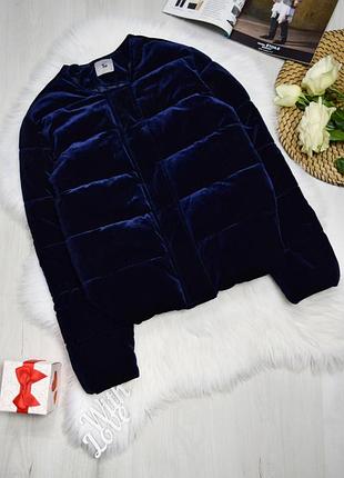 Куртка синя велюрова курточка оксамитова пуховик