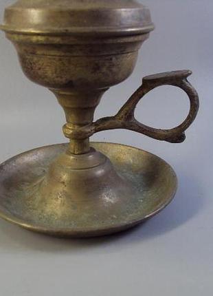 Подсвечник лампа керосиновая или спиртовка с ручкой маленькая высота 11,5 см (№ 1533)