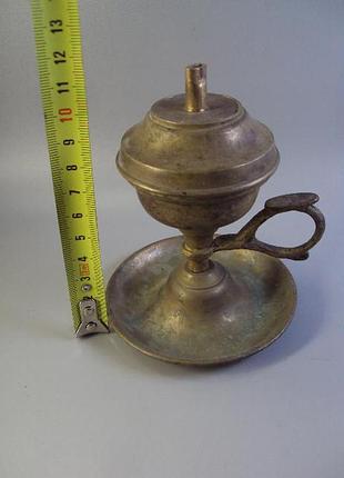 Подсвечник лампа керосиновая или спиртовка с ручкой маленькая высота 11,5 см (№ 1533)