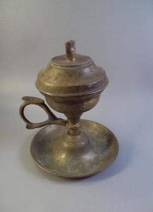 Подсвечник лампа керосиновая или спиртовка с ручкой маленькая высота 11,5 см (№ 1533)