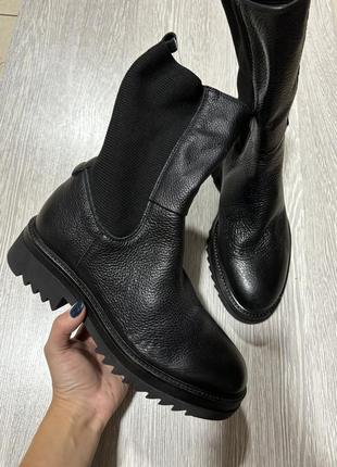 Сапоги кожаные челси чулки