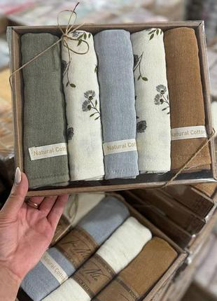 Набір рушників льон-мусоні упаковка 5 шт туреччина