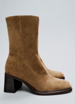 Ботинки женские коричневые замшевые zara new