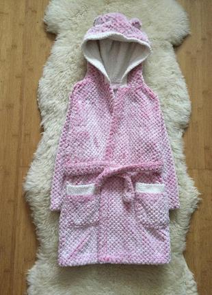 4-5 рок., nutmeg рожевий флісовий, махровий фактурний халат. банний, теплий. стан ідеальний. зав'язу