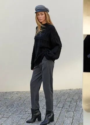 Сірі брюки з вовною вкорочені завужені штани кашемірові