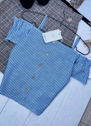 Нова смугаста блуза  блуза для дівчинки 8 9 років блуза з відкритими плечима