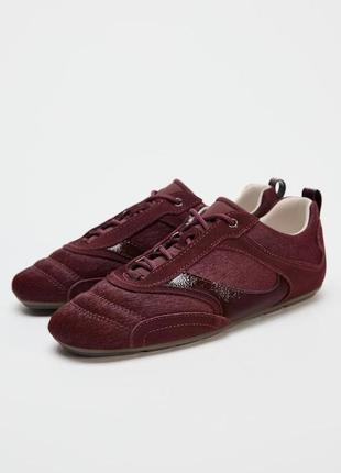 Кроссовки бордовые женские zara new