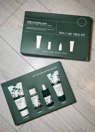 Набор мини-версий средств с экстрактом игл сосны round lab pine calming cica trial kit