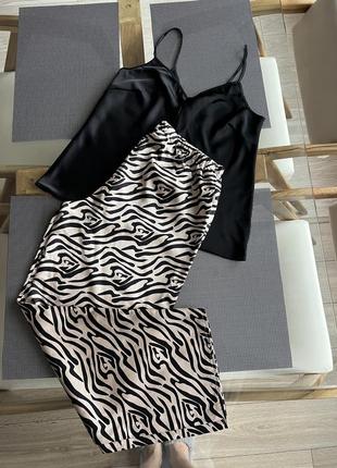 Атласная пижама майка и штаны