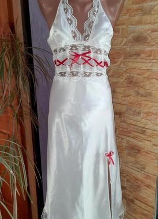 Атласная ночная рубашка комбинация