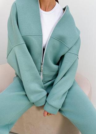 Бомбезный теплый спортивный костюм в стиле зара в расцветках рр 42-52