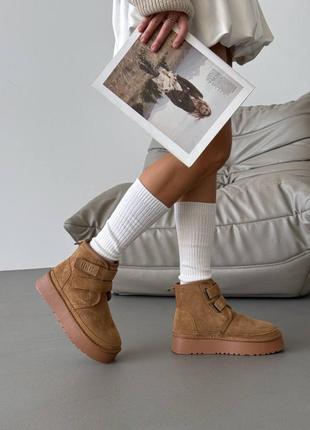 Замшевые угги на липучках