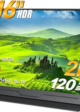 Портативный монитор uperfect 120 гц, 16-дюймовый игровой монитор 2k с поддержкой freesync/2560 x 1600/hdr, мон