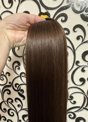 Натуральный волос славянка люкс, темный каштан цвет 65 см 105 грамм 6000