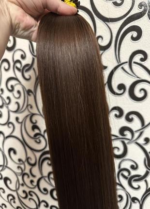 Натуральный волос славянка люкс, темный каштан цвет 65 см 105 грамм 6000